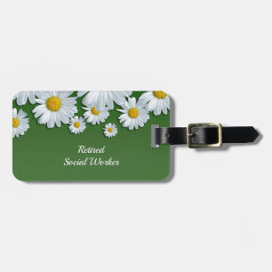 Étiquette À Bagage Fleurs printanières, marguerites blanches et jaune