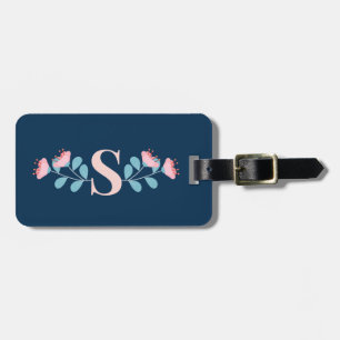 Étiquette À Bagage Fleurs roses en fleurs dans le style scandinave
