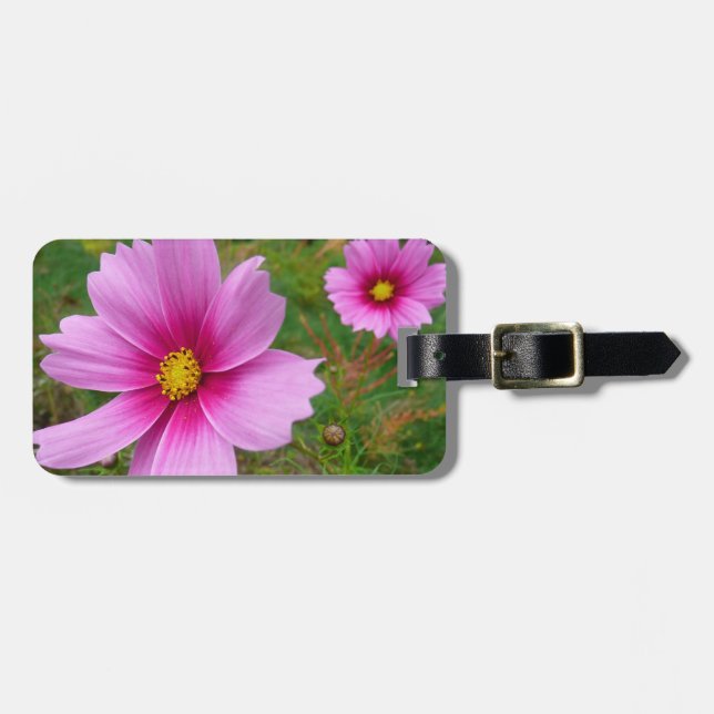 Étiquette À Bagage Fleurs sauvages de cosmos rose (Devant horizontal)