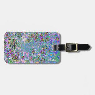 Étiquette À Bagage Fleurs sauvages rétro violettes, vertes et bleues