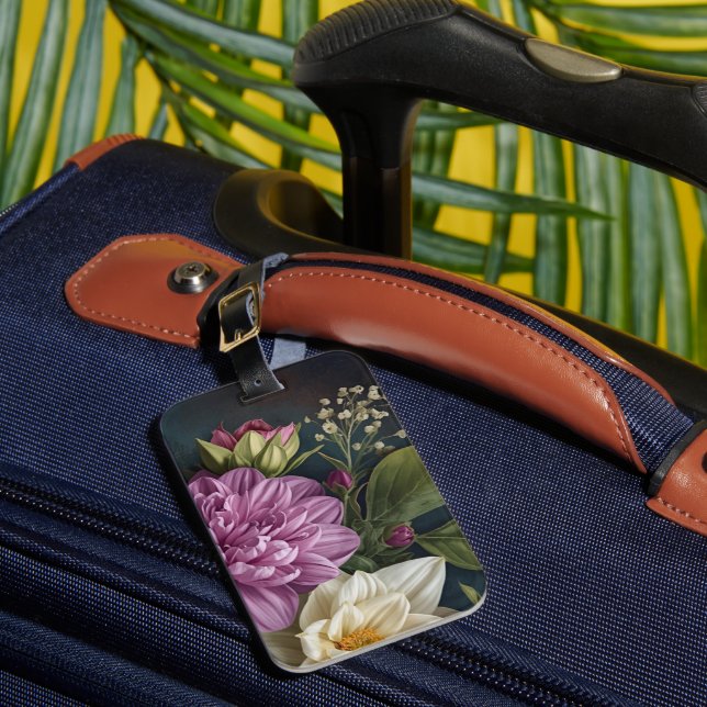 Étiquette À Bagage Fleurs Vintage Sombres (Insitu Rectoal 1)