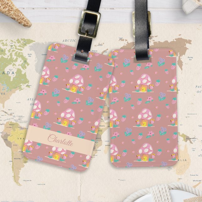 Étiquette À Bagage Floral Blush rose Champagne Nom du Motif (Créateur téléchargé)