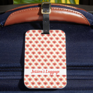 Étiquette À Bagage Floral de corail doux contemporain