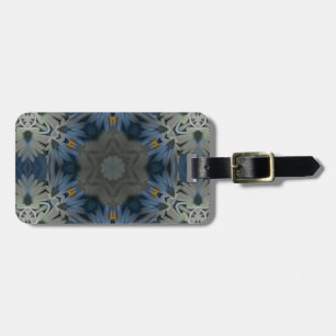 Étiquette À Bagage Floral de marguerite bleu antique