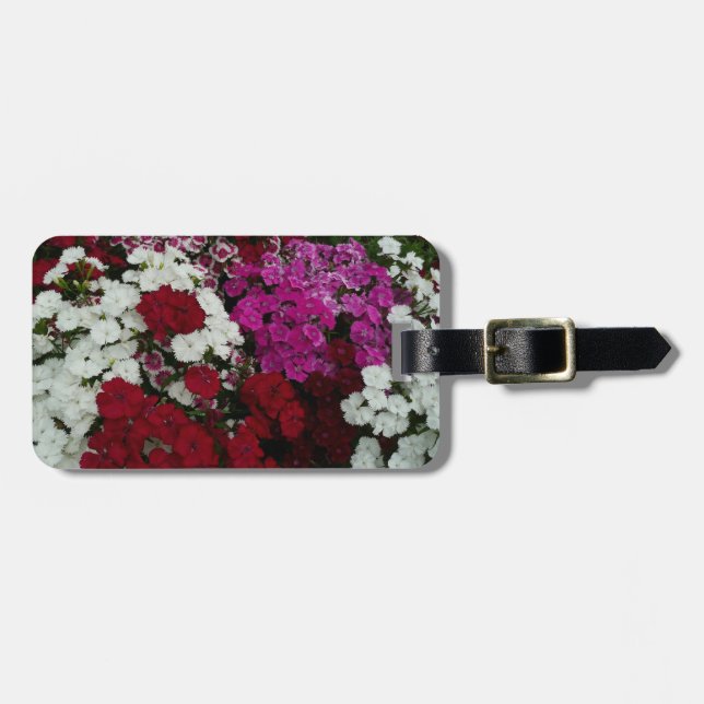 Étiquette À Bagage Floral Dianthus blanc, rose et rouge (Devant horizontal)