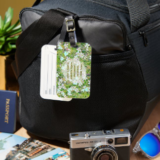 Étiquette À Bagage FLORAL, GREEN AND WHITE/TRAVEL QUOTE Luggage Tag