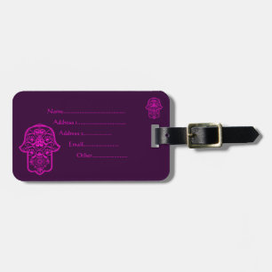 Étiquette À Bagage Floral Hamsa rose