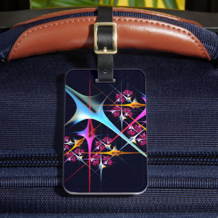 Étiquette À Bagage Floral rose moderne Art Abstrait Couleur Motif #01