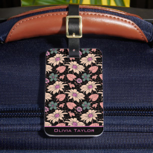 Étiquette À Bagage Floral sans couture motif coloré nom personnalisé