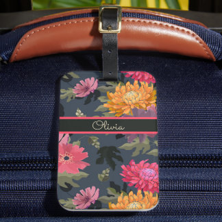 Étiquette À Bagage Floral Vintage