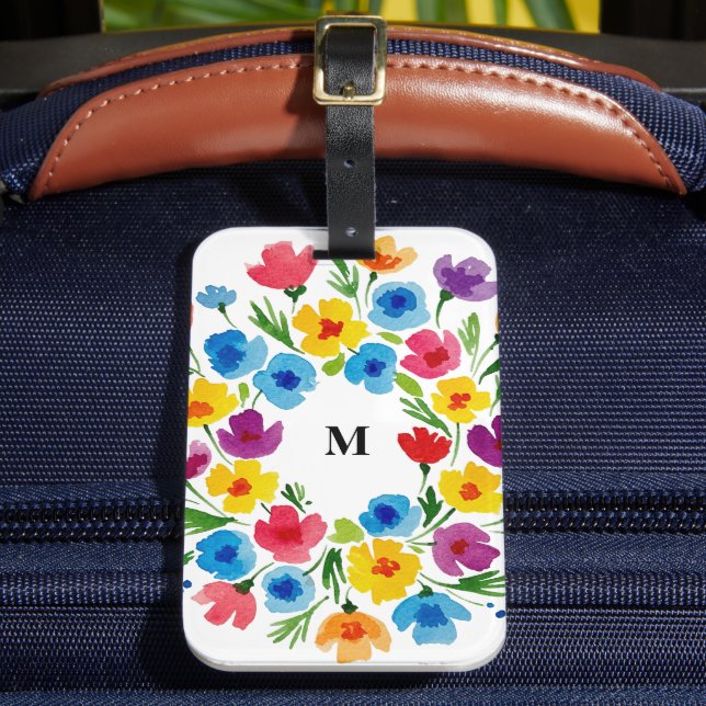Étiquette À Bagage Florales d'aquarelle gaies (Insitu Rectoal 2)