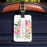 Étiquette À Bagage Flore du jardin de printemps personnalisée<br><div class="desc">Élégante étiquette à bagages imprimée sur mesure. Ce design girly est doté d'un bouquet floral couleur boho coloré dans les tons rose et vert. Personnalisez-le avec votre nom monogramme ou autre texte personnalisé dans une police de script de style manuscrite. Ajoutez vos coordonnées sur le côté arrière en coque vos...</div>