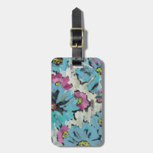 Étiquette À Bagage Flore rose et bleue
