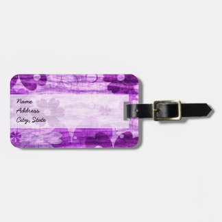 Étiquette À Bagage Flore violet branchée sur bois