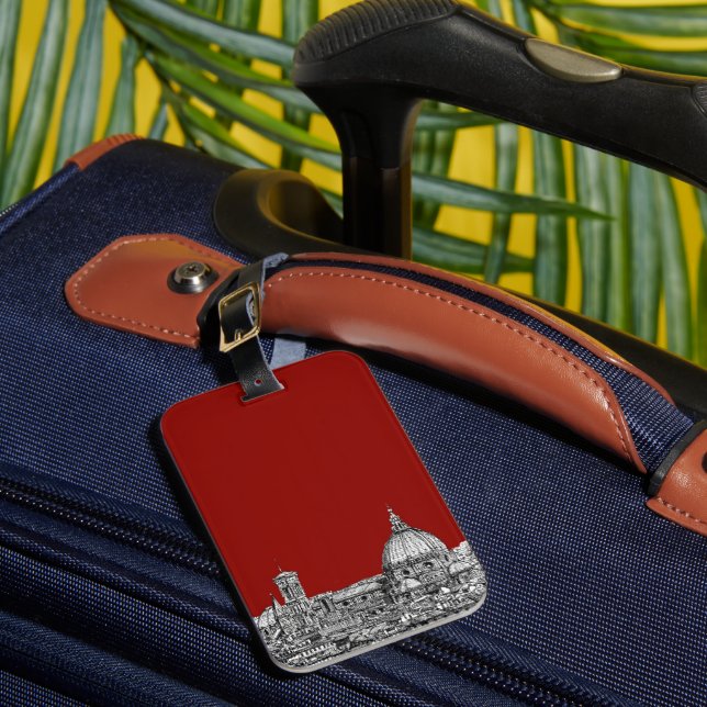 Étiquette À Bagage Florence Italie en rouge (Insitu Rectoal 1)