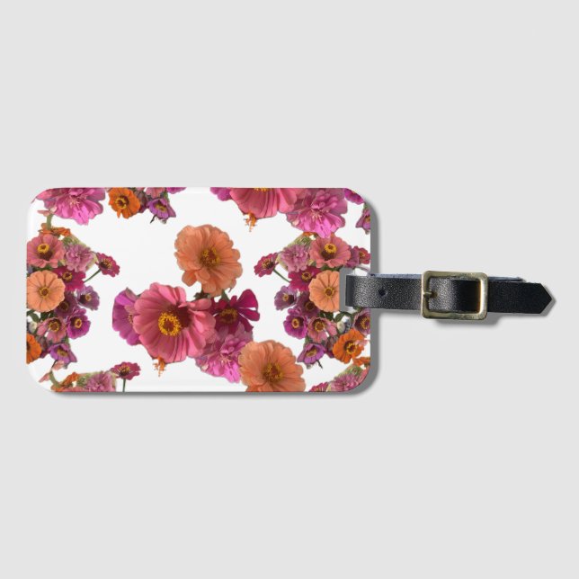 Étiquette À Bagage Flowers Zinnia Bouquet Maureen Girard Colorful (Devant Horizontal)