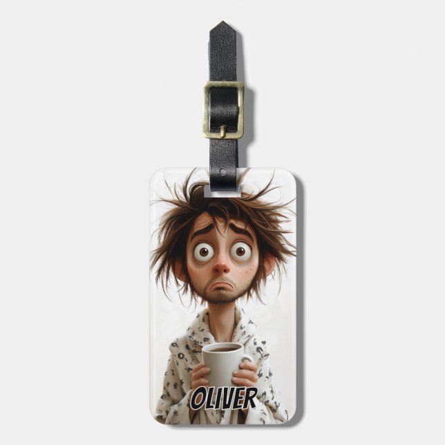 Étiquette À Bagage Folie du matin : Café d'abord, questions plus tard (Devant Vertical)