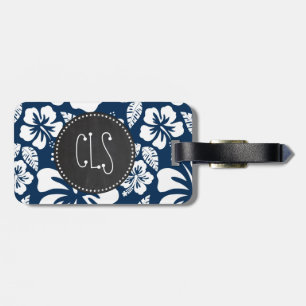 Étiquette À Bagage Foncé Midnight Blue Tropical Chalkboard look