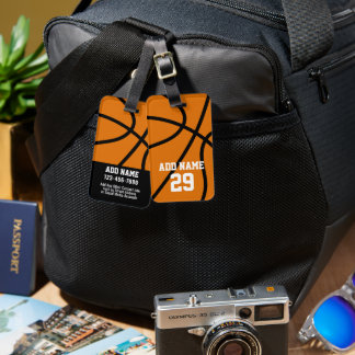 Étiquette À Bagage Fond de basket avec nom et informations de contact