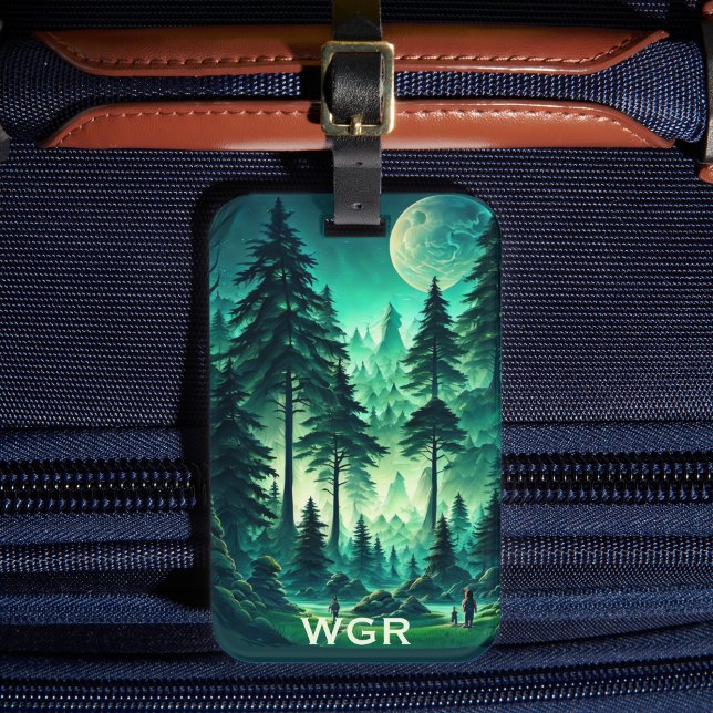 Étiquette À Bagage Forêt au clair de lune  (Créateur téléchargé)