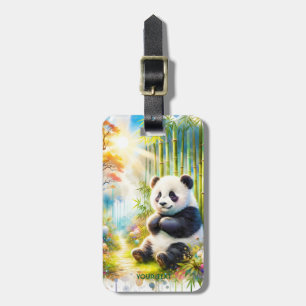 Étiquette À Bagage Forêt de bambou de Panda mignonne Imaginaire