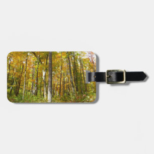 Étiquette À Bagage Forêt de feuilles jaunes Paysage d'automne