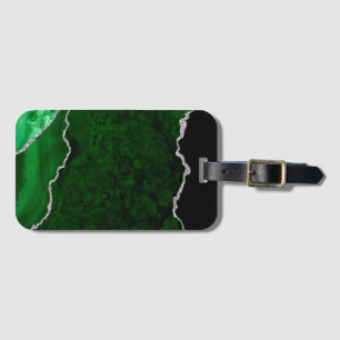 Étiquette À Bagage Forêt de marbre vert glamour chic paillettes d'arg