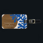 Étiquette À Bagage Formes Abstraites contemporaines Art Blue Tan Nom<br><div class="desc">Tag de bagage en bleu et en bronze personnalisé Abstrait</div>