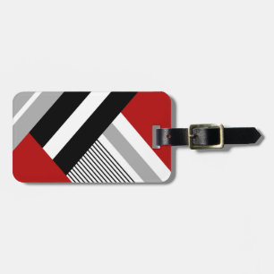 Étiquette À Bagage Formes géométriques rouges, grises, blanches et no
