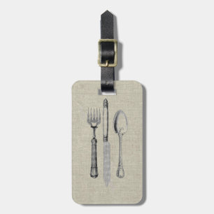 Étiquette À Bagage Fourche et cuillère culinaire vintage