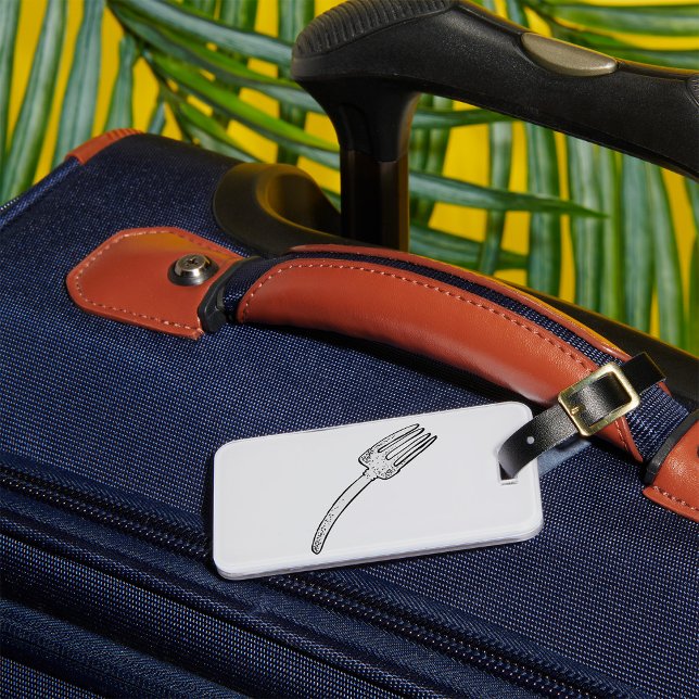 Étiquette À Bagage Fourchette Rétro en Style Rustique (Créateur téléchargé)