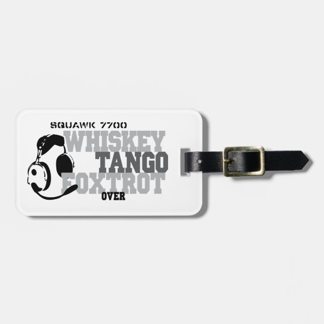 Étiquette À Bagage Fox-trot de tango de whiskey - humour d'aviation (Devant horizontal)