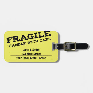Étiquette À Bagage Fragile, manipulez avec soin, jaune
