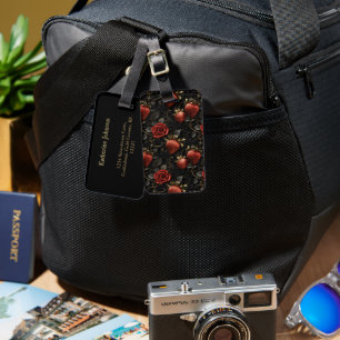Étiquette À Bagage Fraises baroques et Roses Motif sans couture