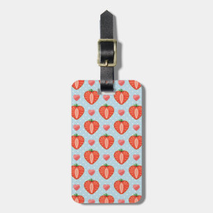 Étiquette À Bagage Fraises de coeur avec le pois et les coeurs