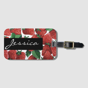 Étiquette À Bagage Fraises et Motif de crème Moderne Personnalisé