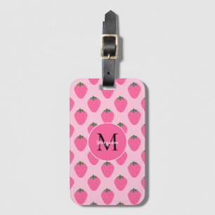 Étiquette À Bagage Fraises roses, personnalisation mignonne