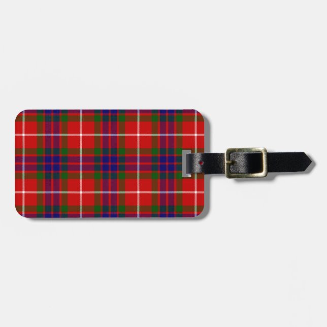 Étiquette À Bagage Fraser tartan rouge vert bleu violet plaid (Devant horizontal)