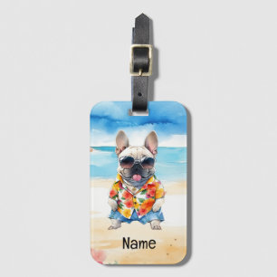 Étiquette À Bagage French Bulldog à la plage