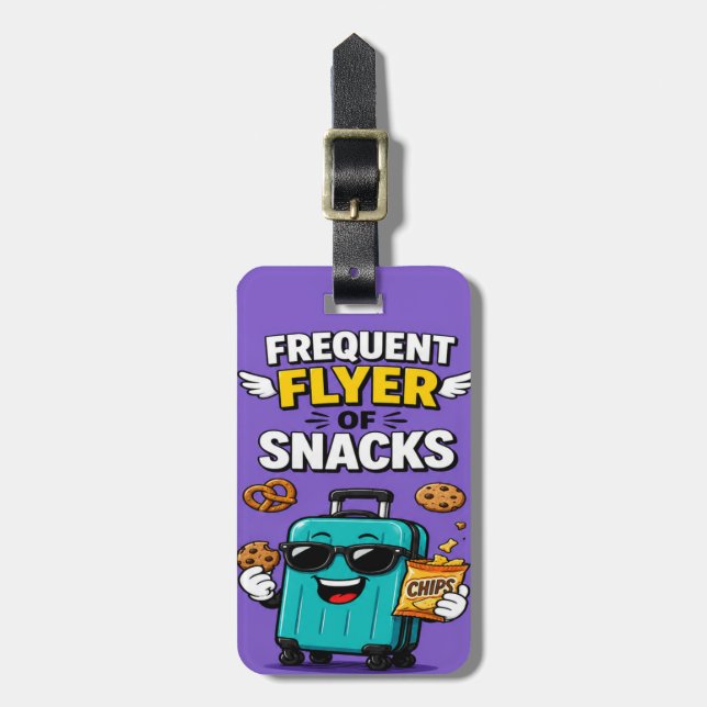 Étiquette À Bagage Fréquent Voyageur de Snack Drôle (Devant Vertical)