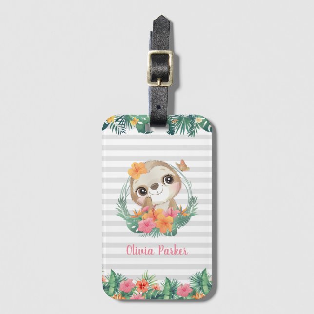 Étiquette À Bagage Frontières tropicales Hibiscus Fleurs Parcelles Pe (Devant Vertical)