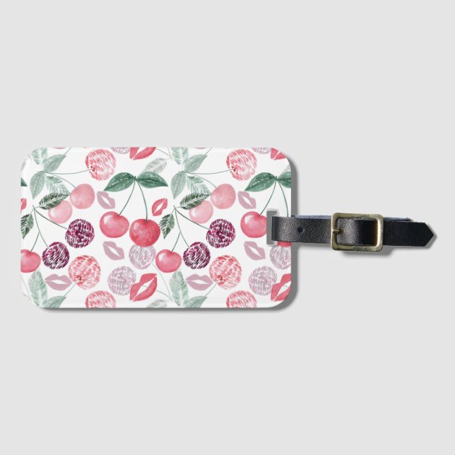 Étiquette À Bagage Fruit de cerise rouge élégant (Devant Horizontal)