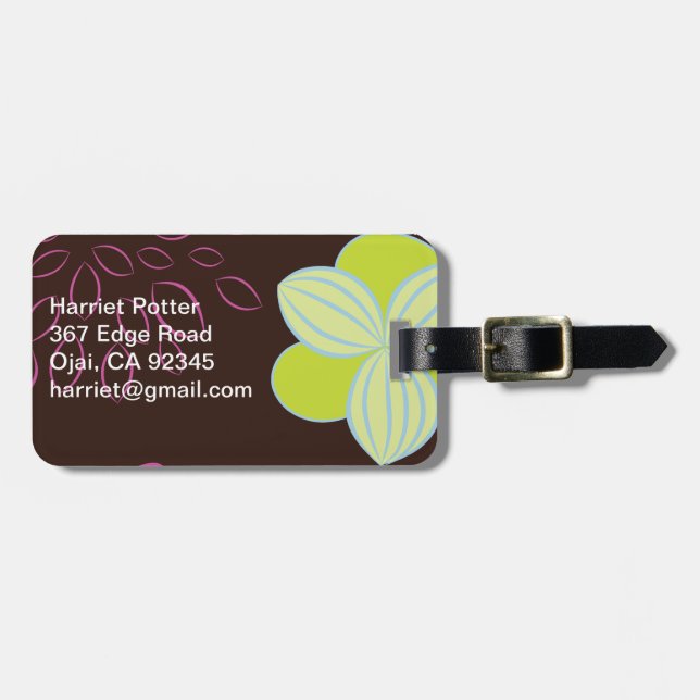 Étiquette À Bagage Fruit Fleur fine mignonne Girls Retro Floral (Devant horizontal)