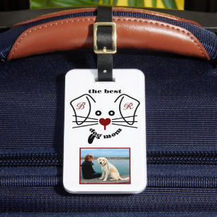 Étiquette À Bagage Fun Best Dog Mom Photo Custom Monogramme