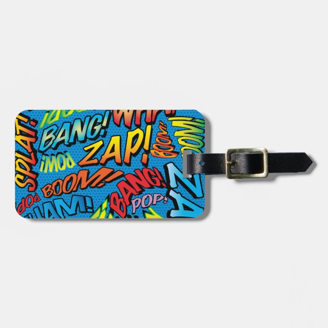 Étiquette À Bagage Fun Retro Comédie Livre Pop Art Discours Buble (Devant horizontal)
