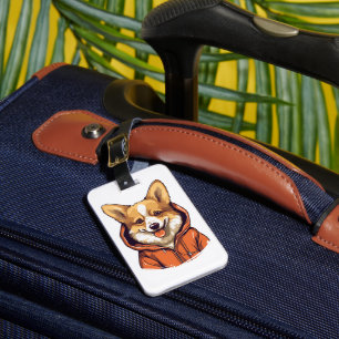 Étiquette À Bagage Funny Corgi portant le Sweat - shirt à capuche