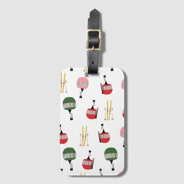 Étiquette À Bagage Funny Retro Ski Ascenseur Gondola Ski d'hiver Skie (Devant Vertical)