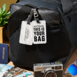 Étiquette À Bagage Funny Sac Attention Masculine Marbre<br><div class="desc">Placez votre sac de voyage avec cette simple étiquette de bagage en marbre clair,  customisez-le avec votre nom et vos coordonnées personnelles sur le dos.</div>