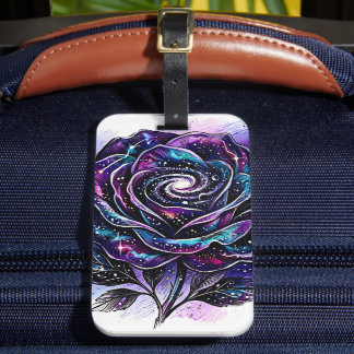 Étiquette À Bagage Galaxie Céleste Rose Nébuleuse en Spirale Produit