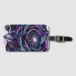 Étiquette À Bagage Galaxie Céleste Rose Nébuleuse en Spirale Produit